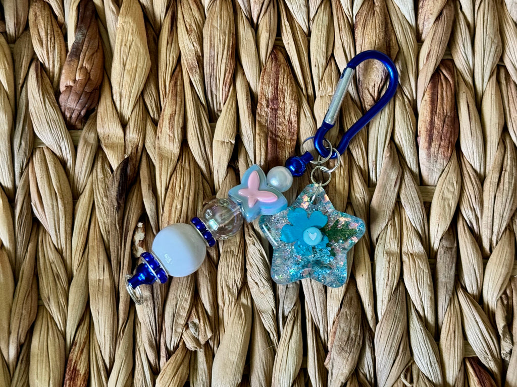Beaded Carabiner with Handmade Resin Charm
