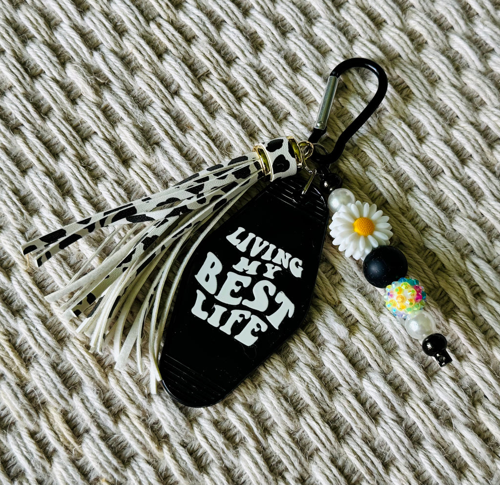 Beaded Motel Tag with Tassel