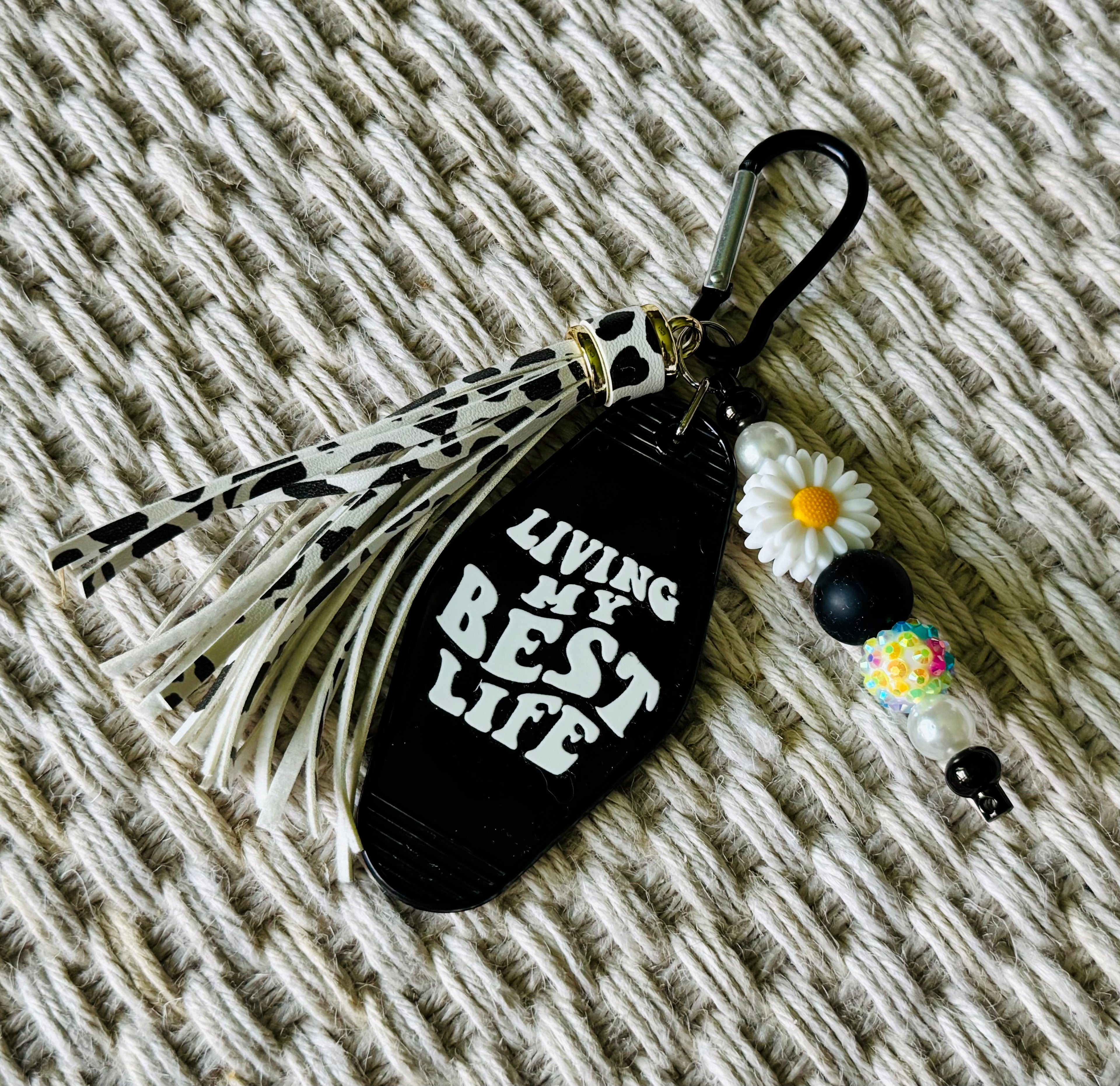 Beaded Motel Tag with Tassel