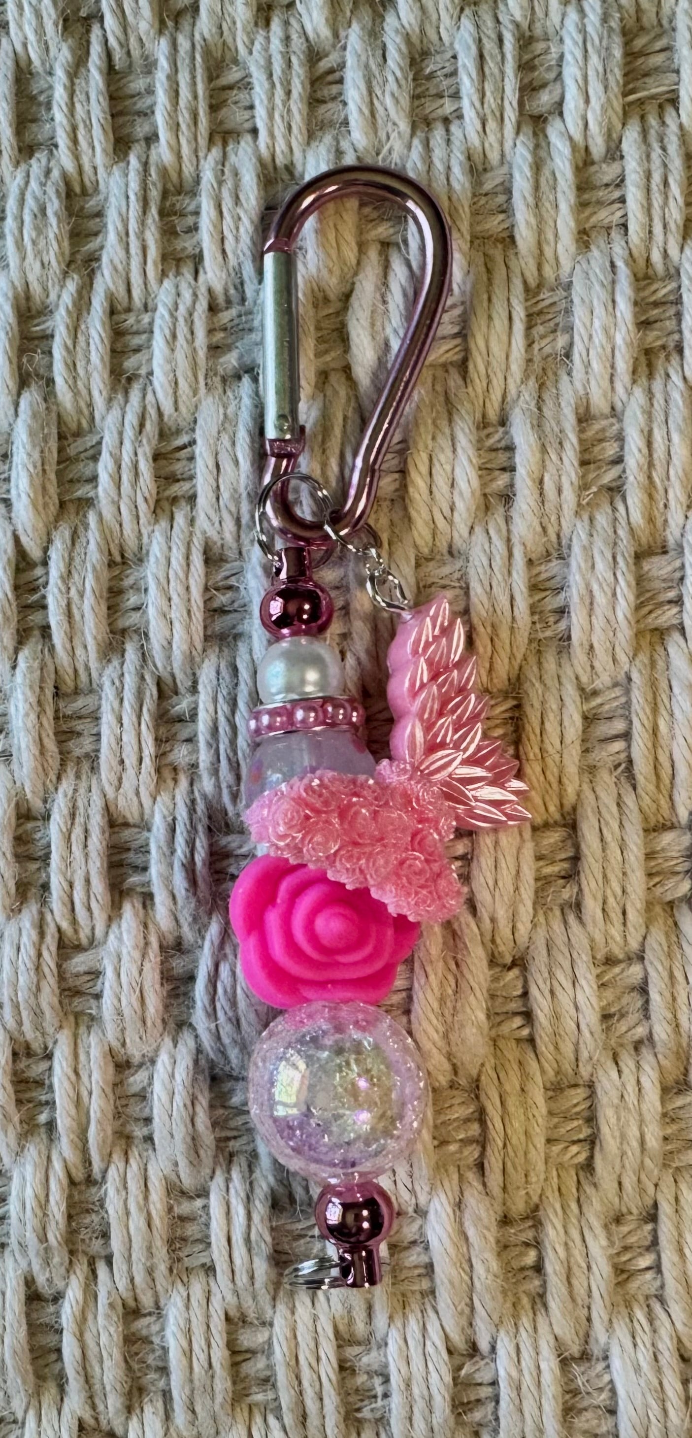Butterfly and Rose Carabiner Bag Charm