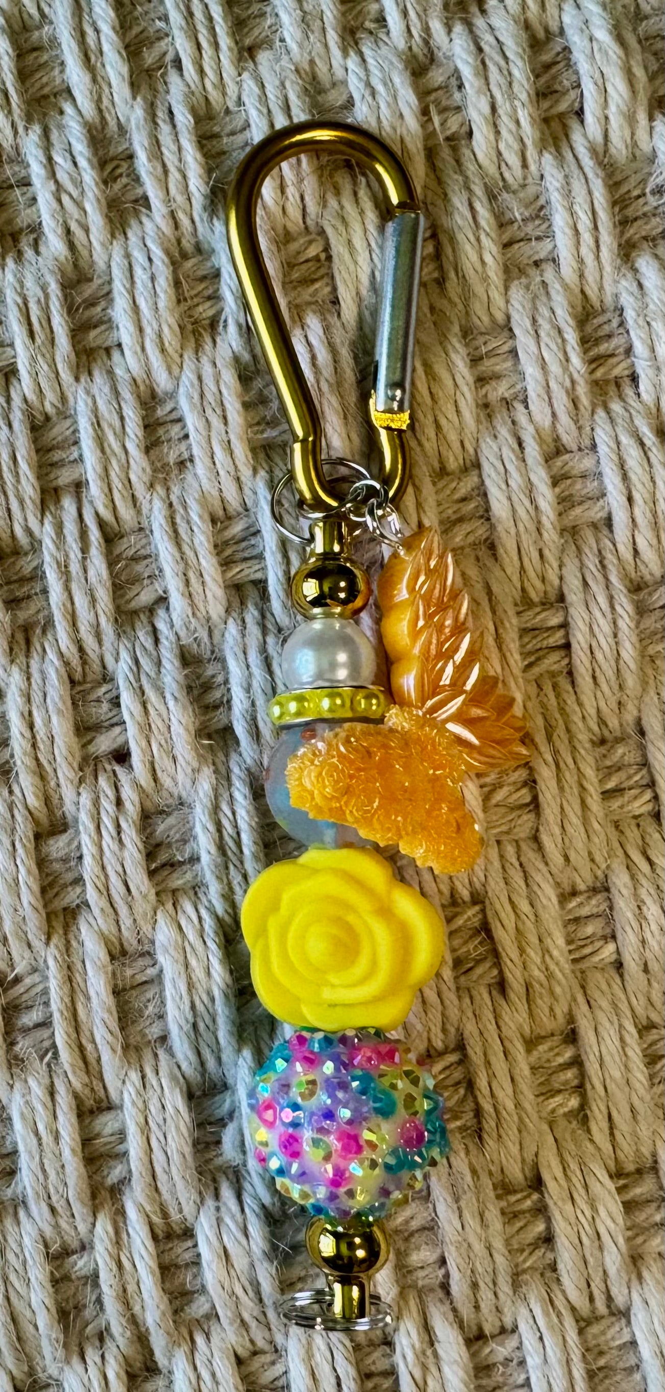 Butterfly and Rose Carabiner Bag Charm