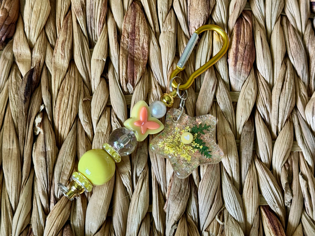 Beaded Carabiner with Handmade Resin Charm